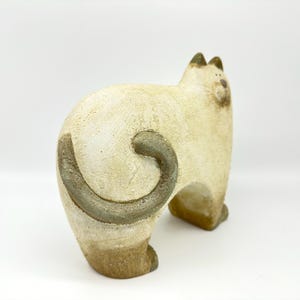 Ceramic Cat Sculpture, Folk Art Pottery Figurine, Rustic Home Decor image 7