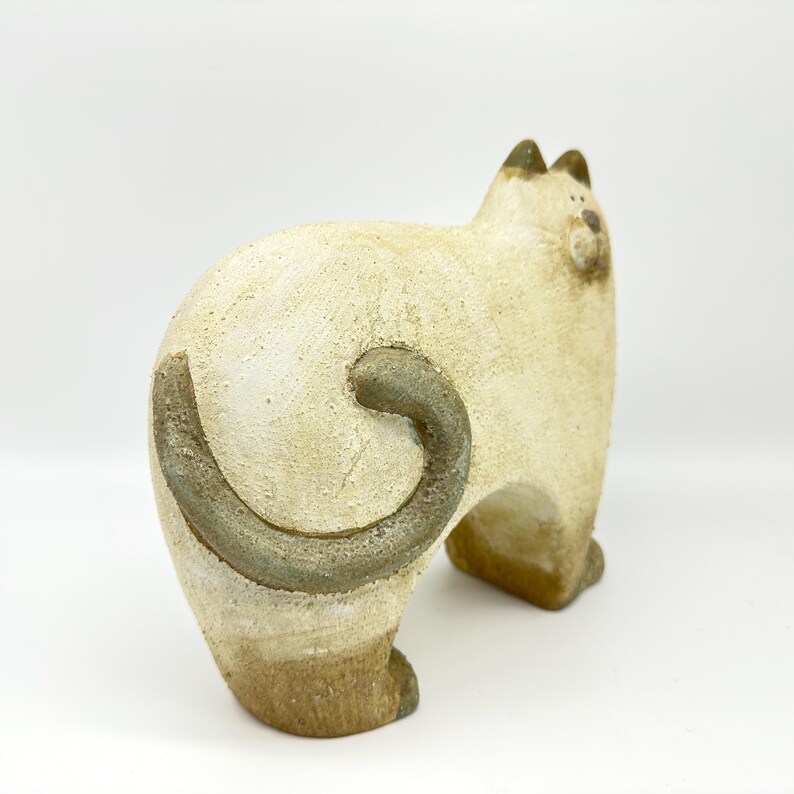 Ceramic Cat Sculpture, Folk Art Pottery Figurine, Rustic Home Decor image 7