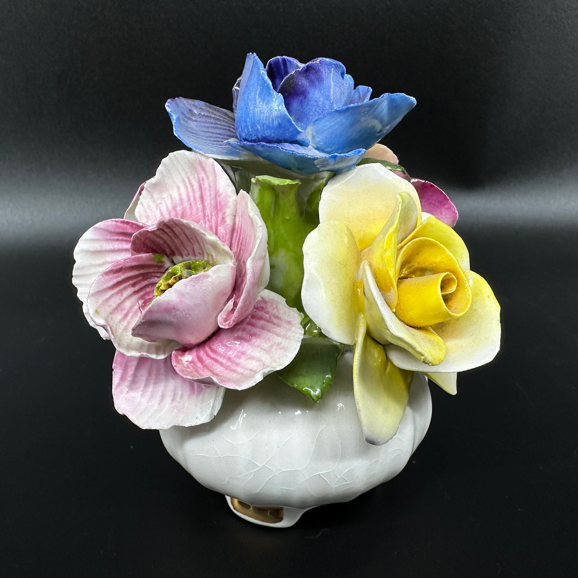 Vintage Jon Anton Bone China Flower Basket, 1970s England, Hand