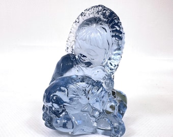 Kosta Boda Glass Sculpture – Paul Hoff Eskimo Child with Seal, Vintage Swedish Art Glass