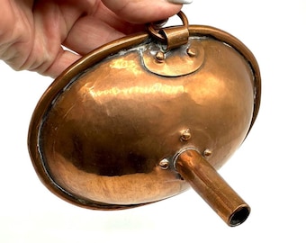 Vintage Scandinavian Copper & Tin Wall Fixture – Rustic Handcrafted Metalwork – 15.5 cm