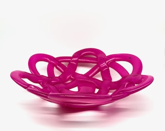 Kosta Boda Pink Glass Basket Bowl – Anna Ehrner Art Glass Centrepiece, Sweden