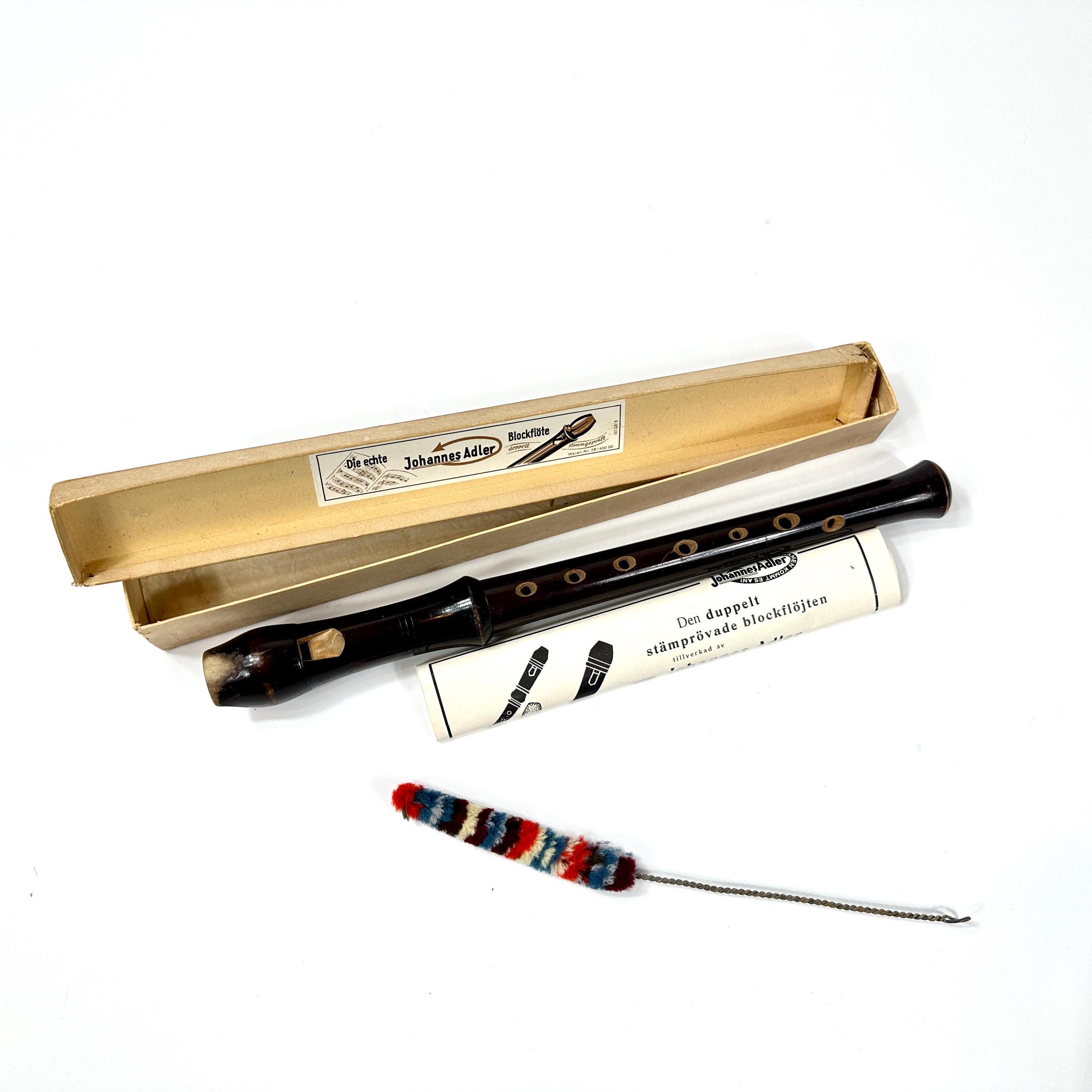 ヴィンテージ ヨハネス アドラー リコーダー – 黒檀材 ドイツ