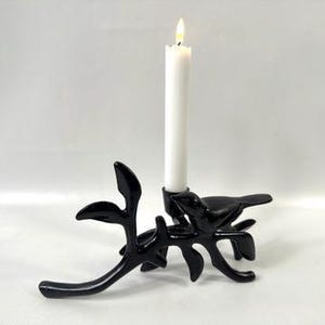 キャンドルホルダー 金属製、鳥のデザイン、彫刻的な黒色、2個セット 画像 4