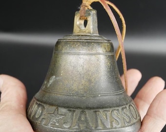Vintage Brass Door Bell: Swedish Gustav And Jansson Rustic Bell