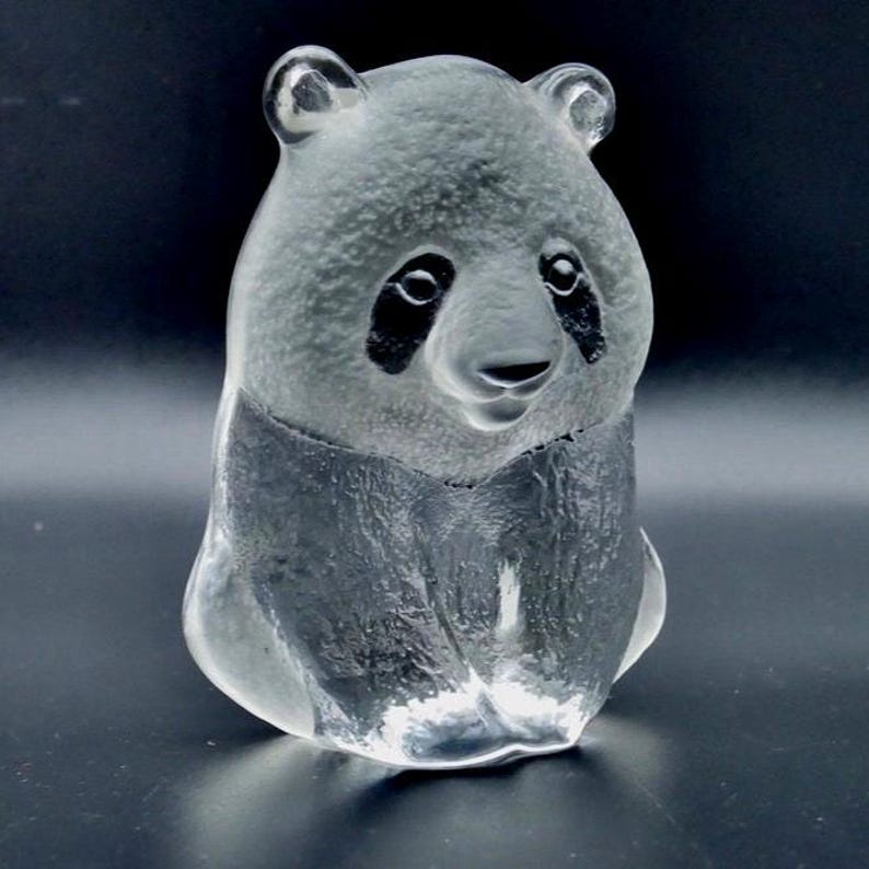 Art glass panda - wwf paperweight sculpture signed mats jonasson image 4
