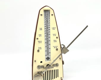 Vintage Wittner Taktell Metronome – West Germany, Brown & Cream, Mechanical Wind-Up