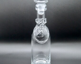 Vintage Art Glass Cognac Decanter with Bowler Hat Stopper