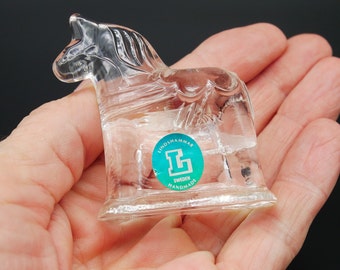 Figurine de cheval Dala en verre miniature - Sculpture en verre de Dala Häst fabriquée en Suède dans les années 1970