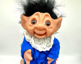 Vintage DAM Troll Doll: 1977 Denmark Original Outfit, 25cm Gonk