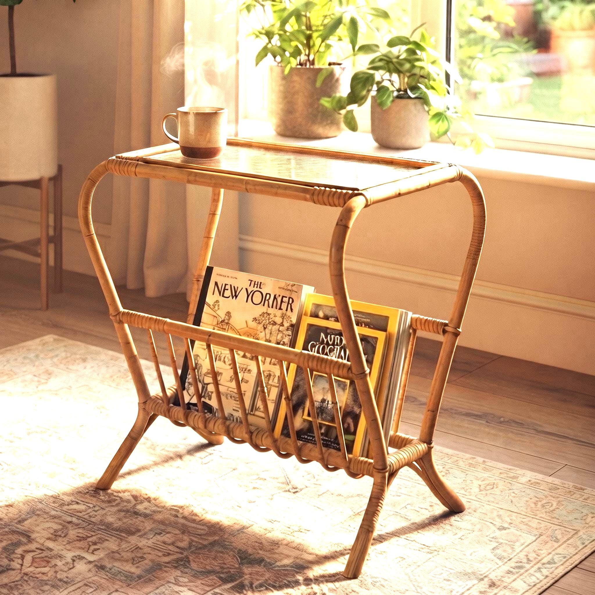 Vintage Side Table With Magazine Rack - Etsy