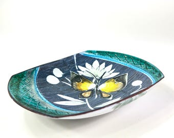 Butterfly & floral  wall plate –  vintage tilgmans sweden, 25cm