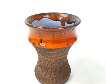 Vintage Danish Studio Pottery Vase – 1970s Scandinavian Drip Glaze Vase, Signed Base