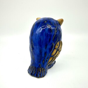 Ceramic owl figurine – blue pottery bird, 10 cm image 6