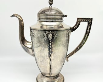 Antique Silver-Plated Coffee Pot – Gust. Eriksson Eskilstuna, Pine-Cone Décor, 27 cm