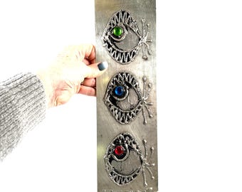 Targa murale in metallo a forma di pesce, Lindström Studio Svezia, arte scandinava vintage