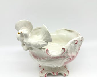 Ceramic Bowl Rococo-Style  – Vintage Italian Forria Centerpiece with Doves
