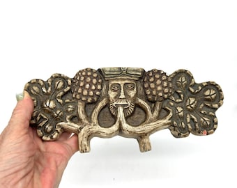 Green Man Wall Plaque – 1996 Historic Impressions Cast Sculpture – Medieval Forest Spirit Decor