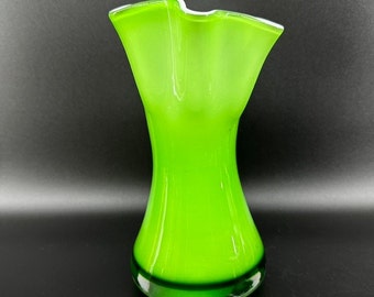 Vintage Green Art Glass Vase by Bo Borgstrom ASEDA - Mid century retro glass vase made in Sweden 1960s.