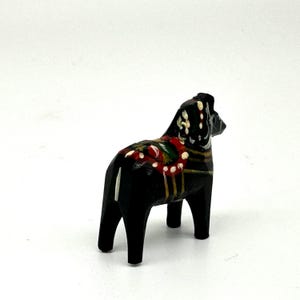 Miniature Black Dala Horse, Swedish Folk Art Hand Painted Wood Sculpture image 5