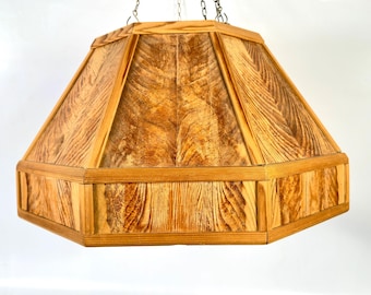 Scandinavian Wooden Ceiling Lamp shade – 1970s Geometric Pine Pendant Light