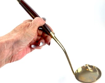 Brass Ladel with Wood Handle, Mid Century Kitchen Utensil