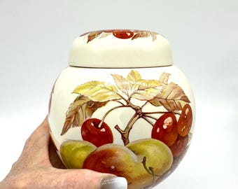 Vintage Mason's Fruit Basket Ginger Jar, English Ironstone Pottery, Autumnal Motif