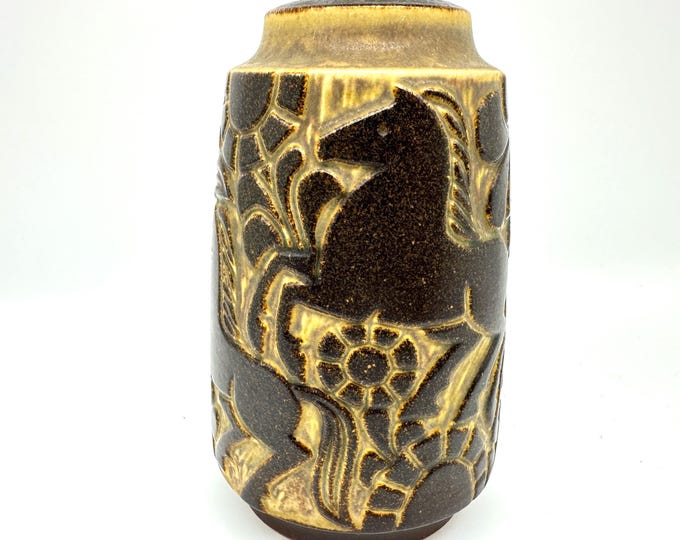 Featured listing image: Danish Stoneware Vase – 1970s Horse Motif by Michael Andersen & Marianne Starck, Bornholm