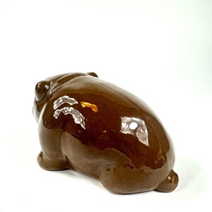 Vintage Ceramic Bulldog Figurine, Brown Glazed Dog Sculpture with Glass Eyes image 5
