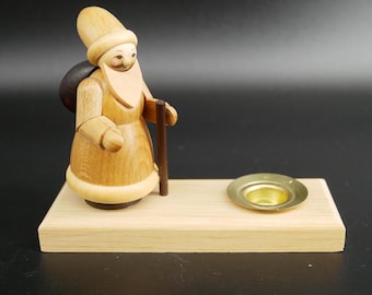 Vintage Erzgebirge Candle Holder – Handcrafted Father Christmas Figurine