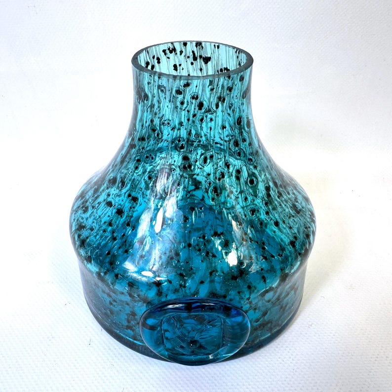 Schott Zwiesel Glass Vase, Blue Art Glass Bowl Form, Heinrich Löffelhardt 1960s imagem 10