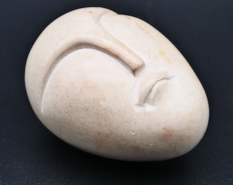 Vintage Happy / Sad Face, carved soapstone head, 1970