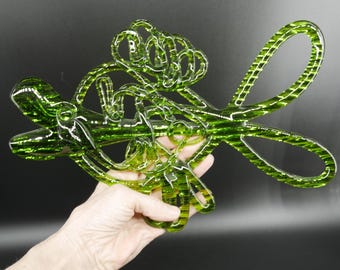 Vintage green glass fish suncatcher figurine - 1970s bergdala sweden