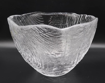 Glass Bowl, Skruf Glasbruk Swedish Hand Blown Art Glass, Mid Century