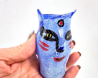 Vintage kosta boda miniature vase – “open minds” blue art glass by ulrica hydman-vallien, sweden