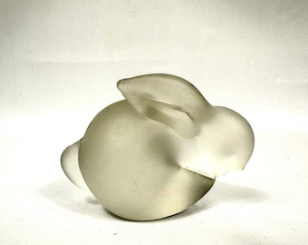 Scandinavian Frosted Glass Rabbit Sculpture – Mid-Century Modern Style, Minimalist Art Glass Figurine