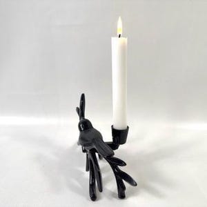 キャンドルホルダー 金属製、鳥のデザイン、彫刻的な黒色、2個セット 画像 6