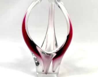 Paul Kedelv Sommerso Art Glass Vase, Mid Century Flygsfors