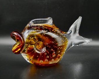 Vintage murano style glass fish sculpture, 1960s
