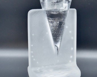 Vintage Kosta Boda glass candleholder - Ice Age designed by Kjell Engman