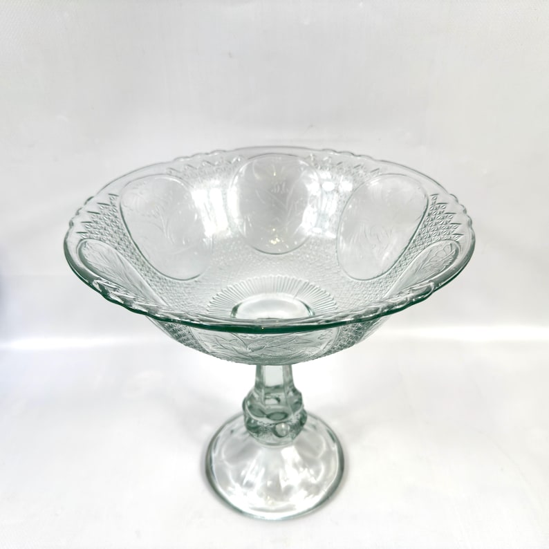 Compostiera in vetro pressato, centrotavola per frutta con piedistallo, trasparente (23 cm) immagine 10