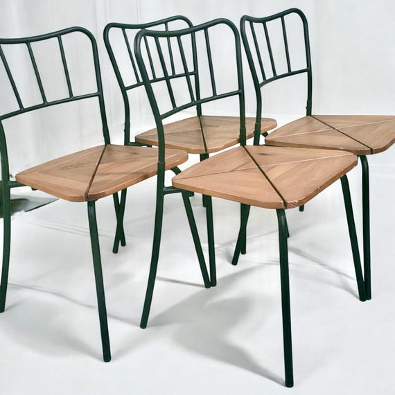 Ikea Agne Chairs – Vintage Metal & Pine Stackable Dining