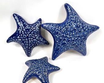 Ceramic star fish wall art – hand-glazed sculptural pottery plaque, 3 sizes available