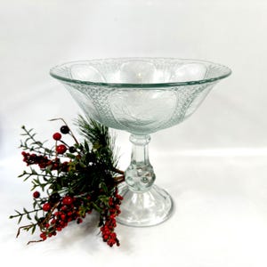 Compostiera in vetro pressato, centrotavola per frutta con piedistallo, trasparente (23 cm) immagine 1