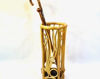 Bamboo umbrella stand, mid century hallway storage