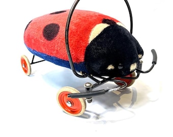 Steiff ladybird ride-on toy, 1950s german plush child’s rider