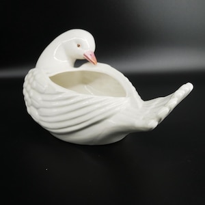 Swan planter, Italian Ceramic Hand Painted Bird Decor image 3