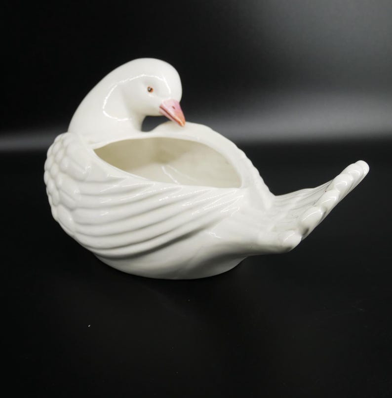 Swan planter, Italian Ceramic Hand Painted Bird Decor image 3