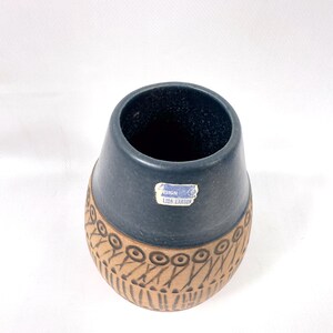Steengoed vaas Lisa Larson, blauw glazuur, Gustavsberg Studio, jaren 60, Zweden afbeelding 4
