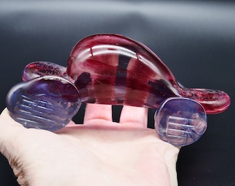 Mid-Century Glass Car – Vintage Abstract Figurine Sculpture, Signed 15cm